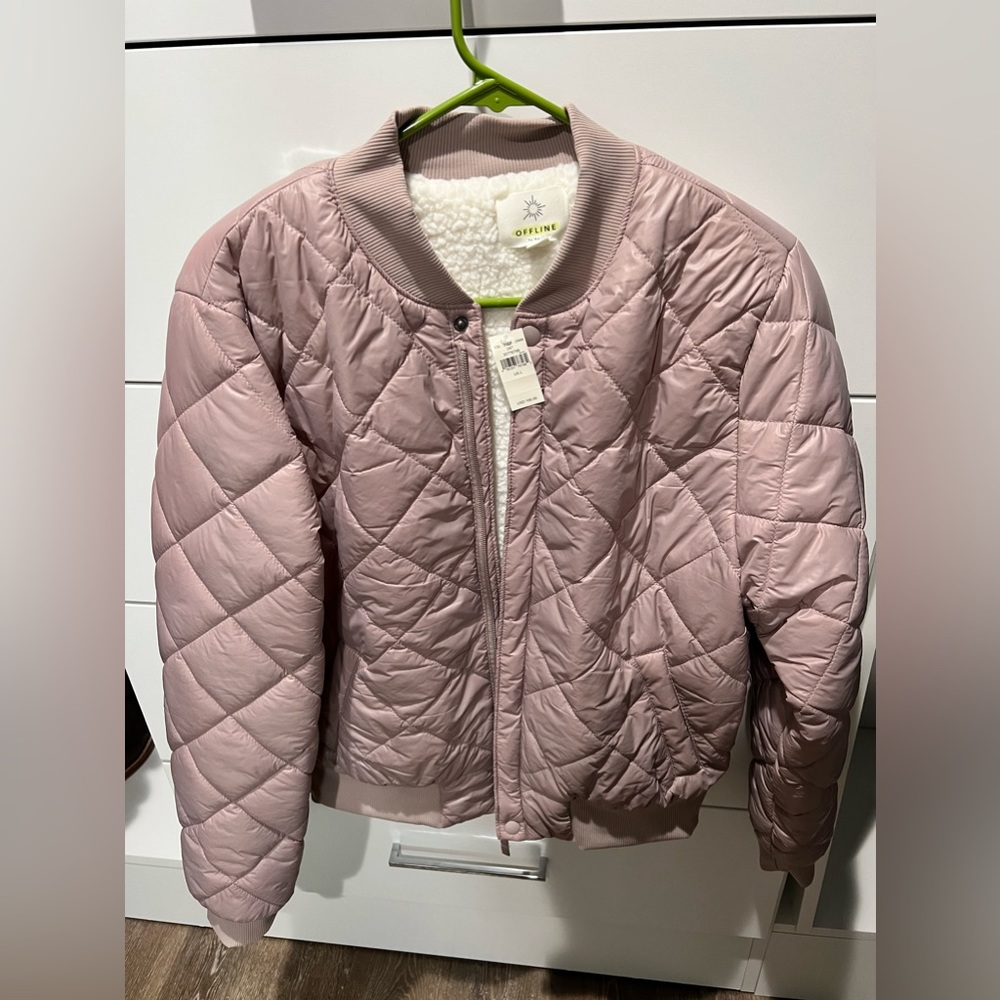 aerie fleece lined puffer jacket NWT